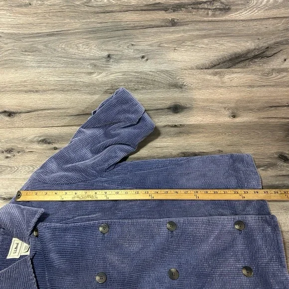 LL Bean Jacket Womens Sm Blue Corduroy Chore Coat Barn Double Breasted Collared - Picture 7 of 8